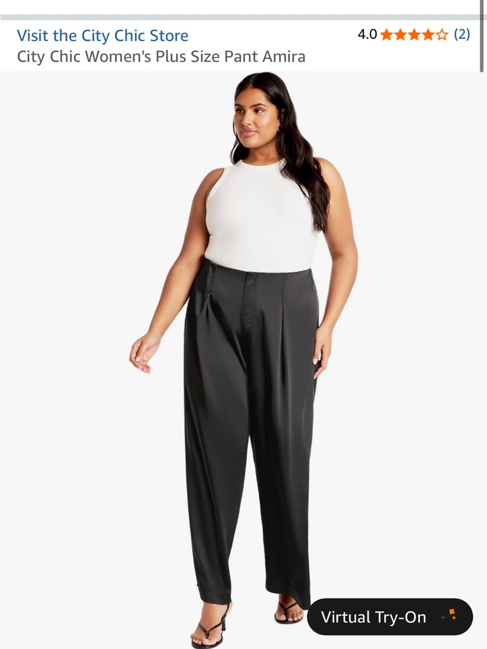 City Chic Black Pleated Satin Dress Pants NEVER WORN